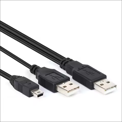 Dual USB2.0 to Mini USB 2A+T Hard Disk Cable 0.7M HDD External Hard Drive Data Transfer Power Supply