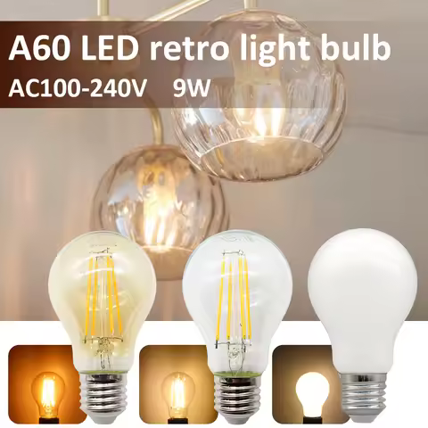 6PCS 9W E27 Led Filament Lamp Energy Saving Retro Edison Lamp Gold Clear Glass Bulb 220V 120V Vintag