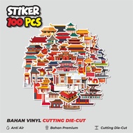 50 pcs Funny Historical Building Stickers [Cute Visit Building]