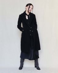 南瓜Vintage。Ermanno Scervino 100% Cashmere 黑色 葉形領 大衣