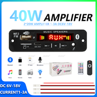 Bluetooth Amplifier Board 2*20W DC 6V-18V Mini Audio Module FM Radio USB TF AUX MIC For Car Speaker 