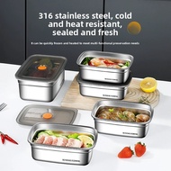 Stainless Steel Food Container Sealed Lid Food-grade Container Refrigerator Storage Lunch Box 316L S