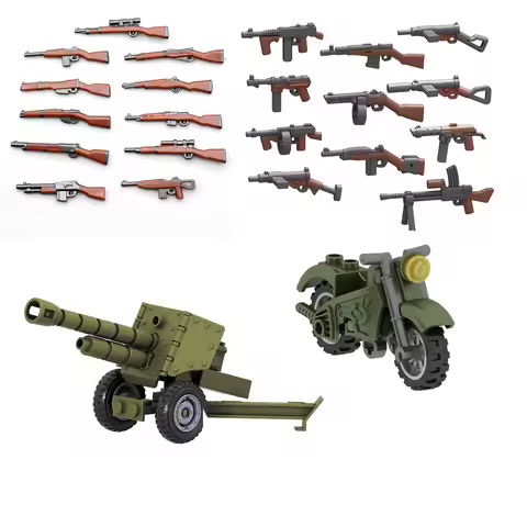 Motorcycle Military Soldiers Building Blocks Models Guns Soviet China UK US France Army Figures Mode