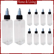 AOTO Pack of 10 100ml Square Bottles Plastic Squeeze Bottles with Pointed Mouth Lid