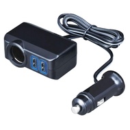 SEIWA Car interior accessories Cigar socket expansion distributor 1 socket + 2 USB ports, cord type,