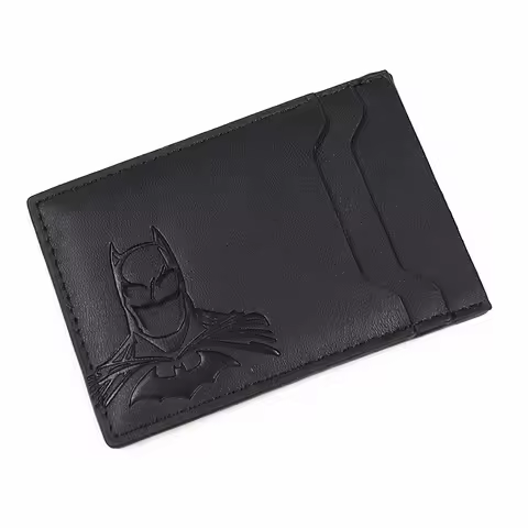 Bat ID Wallet For Men Leather Slim Card Holder Case Cover With Cutout Superhero Face Eyes Mask Gift