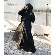 Alaydrus Collection Abaya Black Turkey Balqis Gamis Syari Muslimah Jetblack Black Chiffon Combinatio
