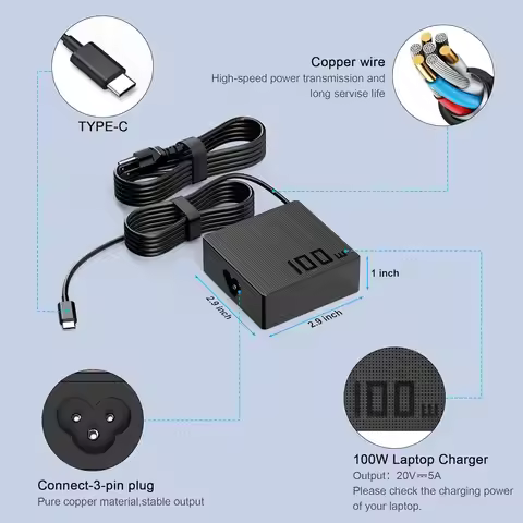 100W 20V5A PD TYPE-C Laptop Power Adapter Charger For ASUS ZenBook 14 14X UX425QA UM425QA Rog Flow Z