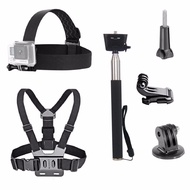 3 in 1 Universal Waterproof Action Camera Accessories Bundle Kit - Head Strap Mount/Chest Harness/Selfie stick for DJI Osmo Action/Insta360 one x/one R/RS/Gopro Hero 9 8 7 6/SJCAM Sports Action Camera