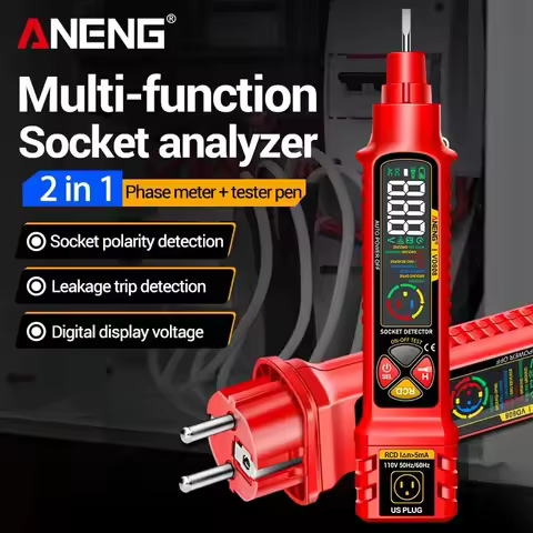 Socket Circuit Tester ANENG VD808 Digital Circuit Breaker Finder AC DC Voltage Polarity Detector Lea