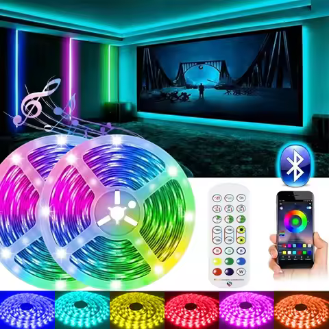 RGB LED Strip Lights 5050 SMD Bluetooth APP Control 24 Keys IR Remote Music Sync TV Backlight Decor 