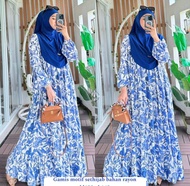 Pusat Klamby Lavanya dress set bergo  jersey gamis Lebaran rayon plus hijab terbaru gamis muslimah k