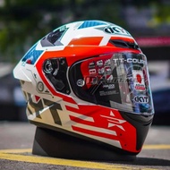 MERAH KYT TT-COURSE TTC FUSELAGE RED FULL FACE HELMET WITH THE LATEST 2023 RED MOTIF WHITEbiru
