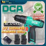 DCA ADJZ1202I 12V 2.0Ah Cordless Hammer Driver / Drill Bateri Drill Drill Tebuk Dinding