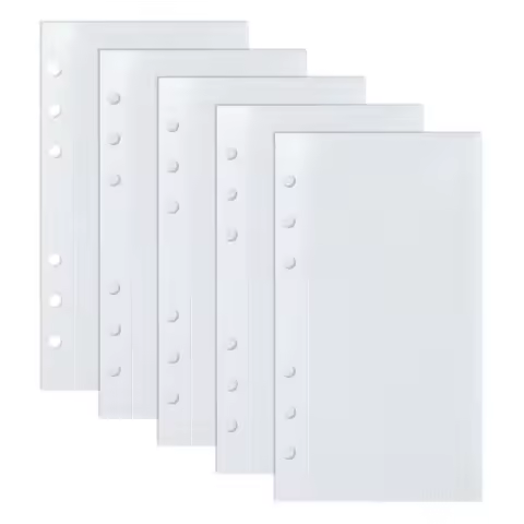 5pcs PP 6 Hole Budget Binder Pockets A6/A7 Waterproof Loose Leaf Refill Sleeves Transparent Cash Env