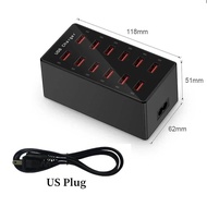 แท่นที่ชาร์จ USB ปลั๊กหลายรู12พอร์ต EU US UK AU 5V 2.4A เครื่องชาร์จติดผนังชาร์จเร็วสายอะแดปเตอร์คอม