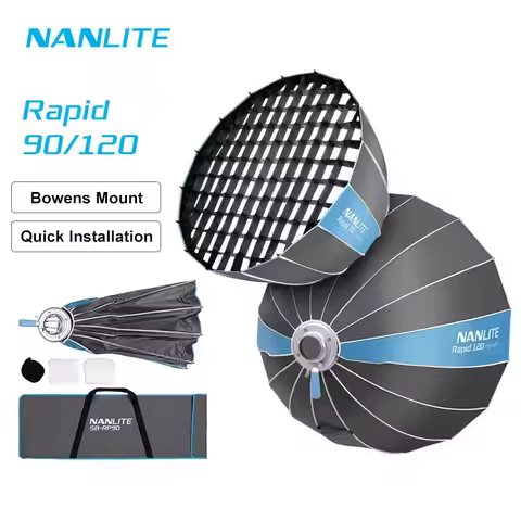 Nanlite 90cm SB-RP90 120cm SB-RP120 Rapid Parabolic Softbox Bowens Mount Quick Installation Photogra
