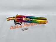 Silencer only knalpot racing Creampie stainless steel rainbow untuk motor 2 tak Ninja 150 R RR SS / 