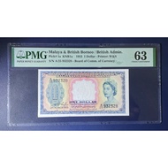 Malaya 1953 British Borneo Old Banknote Queen $1 Dollar
