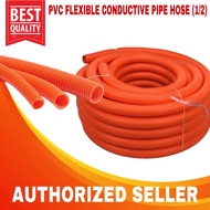 High Quality Orange PVC corrugated flexible conductive pipe HOSE SIZE: 1/2 50 meters 3/4 50 meters &