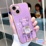 Violent Bear Casing For Samsung Galaxy A73 A53 A72 5G J6 J4 Plus J7 J2 Prime Pro 2017 Phone Case Electroplating Candy Bear Bracket Silicone Anti-fall Soft Protective Cover