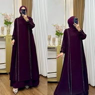 Ayra Dress - Simple, Elegant, Premium Crinkle Muslim Abaya Dress with Swarovski Sequins for Women's 