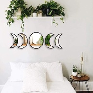5PCS Set Wooden Acrylic Moon Wall Decorative Mirror Moon Cycle Variation Decorative Wall Mirror Crea