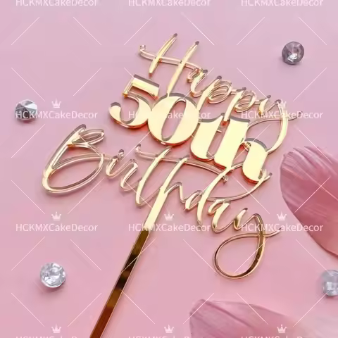 3pcs Gold Happy 18th 21st 30th 40th 50th 60th 70th Birthday Cake Topper Set Acrylic Age Cake Decorat