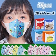 【0-3/4-12Yo】50pcs 3d Mask Infant/child Masks Marvel/Spiderman/Dinosaur/Baby Shark 3d Kids Mask 3plyDisposablemask