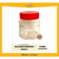 Balang Kosong / Balang Kuih Plastik Container / Balang Biskut / 红盖罐子/ NCI-4017 / 1PCS / HomeBaker