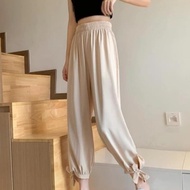 Alibaba wide-leg pants with bow tie, high-quality women's long pants made of extremely cool Poly Rea
