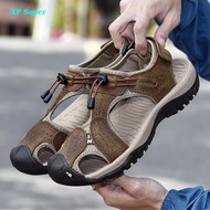 รองเท้าแตะชายหาดแบบหนังแท้ระบายอากาศได้รองเท้าแตะกีฬาเดินป่ากลางแจ้งรองเท้าขนาดใหญ่45 46 47 48