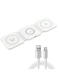 15W 3合1磁吸式無線充電器墊，適用於iPhone 15 14 13 12 Pro Max Airpods Apple Watch 8 7快速充電底座充電器