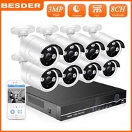 BESDER HD 8CH NVR 1080 จุด POE กล้องวงจรปิดระบบชุด 2MP 3MP 1440 จุดกลางแจ้งกันน้ำกล้อง IP PoE Home Security วิดีโอเฝ้าระวังชุด