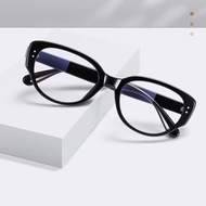 Luxury cat-eye glasses frames with zero-degree lenses to protect against UV rays and blue light, pro