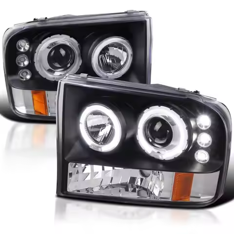 Black Projector Headlights Compatible with 1999-2004 Ford F-250/ F-350/ F-450/ F-550 Super Duty and 