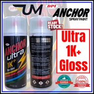 DPI ANCHOR ULTRA 1K + MAX GLOSS CLEAR COAT SPRAY CAN PAINT 400ML TIN CAT SEMBUR A1K HIGH COATING KIL