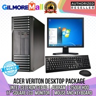 ACER VERITON DESKTOP PACKAGE | INTEL CELERON G1840, 4GBRAM, 250GB HDD, 17” Square LCD  Monitor , Mouse and Keyboard |  i5, i3, i7, 2nd, 3rd, 4th, 5th, 6th Gen, Laptop on sale, laptops, laptop, Computer set, Computer on sale, here at Gilmore Ma