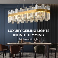 Lampu Hiasan Siling Ruang Tamu Luxury Chandelier K9 Crystal Lampu Siling with Remote Lampu Kristal R