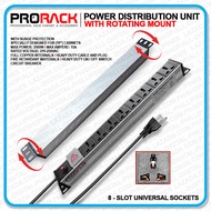 PRORACK Power Distribution Unit with Rotating Mount (PDU) for Data Cabinet Rack High Quality 8 Slot 