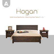 Arturo - Hogan Solid Wood Bed Frame + Hogan Bed Side Table Set (1 + 2)