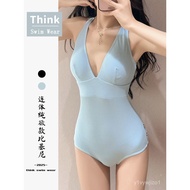 Taiwan Shipping One-Piece Swimsuit Bikini Liu Yifei Fairy Sister Same Style Deep V Sexy Halter Seasi