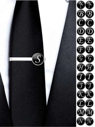 1入組男士時尚26個字母領帶夾個性姓名字母珠寶男士領帶夾針套裝飾品質禮物
