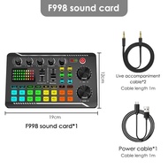 NEW F998 Sound Card With Microphone Sound Mixer Sound Card Audio Mixing Console for Singing Live Stu