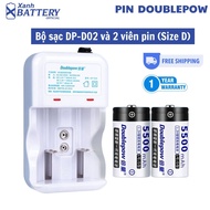 Combo charger DP-D02 with 2 large 5500mAh tablets size D/ 2750mAh Size C - Genuine Doublepow