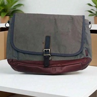 (USED) PRELOVED FOSSIL CANVAS DEFENDER EW CITY GRAY SLING BAG ONLY BAG NO LONG STRAP
