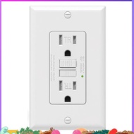 GFCI Outlet 15 Amp, Self-Test GFI Electrical Outlet, Tamper Resistant GFCI Receptacle with Wall Plat