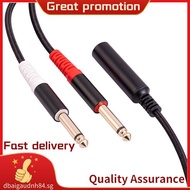1Pcs 6.35mm 1/4 Inch Stereo TRS Female to 2 Dual 6.35mm Mono  Male Y Splitter Cable Audio Adapter Ca