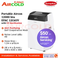 EuropAce Portable Aircon 12000BTU EPAC 12C6UV | EPAC12C6UV