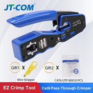 JT-COM RJ45 Crimper Pass Through Crimping Tool for Crimping  Cat6a Cat6 Cat5  Cat5e Cat7 Connector w